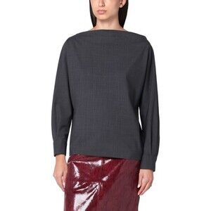 Parosh Chic Anthracite Blouse With Textured Pattern And Buttoned Cuffs - NWT